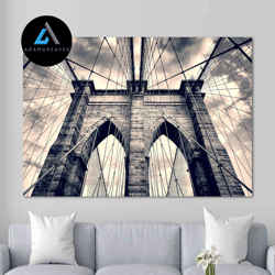 decorative wall art, brooklyn bridge, brooklyn bridge art canvas, landscape canvas, new york wall decor, city landscape