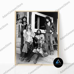 Framed Canvas Ready To Hang, Fleetwood Mac Rock Band Print Stevie Nicks Music Poster Black And White Retro Vintage Photo