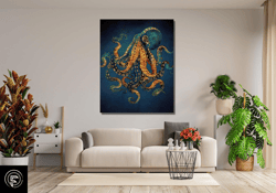 octopus canvas wall art, octopus canvas wall decor, octopus artwork,octopus poster print, animal canvas wall art, housew