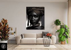 African Woman Canvas Print, African Woman Wall Art, African American Home Decor, African Luxury Wall Art Decor, Black Wo