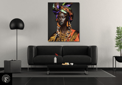 African Woman Wall Art, African Woman Canvas Print, African American Home Decor, African Traditional Wall Decor, Black W