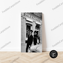 decorative wall art, balenciaga boutique black and white vintage retro photography luxury high fashion girls room wall a