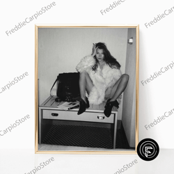 decorative wall art, model kate moss black and white vintage retro photography celebrity fashion girls room wall art dec