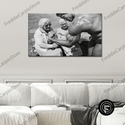 decorative wall art, vintage arnold schwarzenegger black and white retro photography poster biceps training gift for men