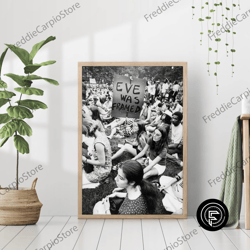 decorative wall art, women's rights protest feminist eve was framed print old black & white vintage retro photography tr