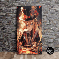 the mad hatter - alice x anime banzaiarts series, alice in wonderland, poster print, canvas art, canvas print, ready to