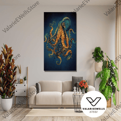 decorative wall art, octopus canvas wall art, octopus canvas wall decor, octopus artwork,octopus poster print, animal ca