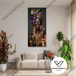 Decorative Wall Art, African Smiling Woman Wall Art, African Woman Canvas, African American Home Decor, African Traditio