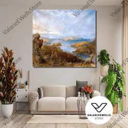 decorative wall art, landscape canvas wall art, landscape wall decor, pine tree and lake landscape wall art, modern wall