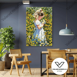 Lovely Wall Art, Flower Garden Canvas Art,, Gift For Mom, Flower Wall Decor, Roll Up Canvas, Stretched Canvas Art, Frame