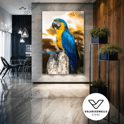 Macaw Parrot Wall Art, Colorful Wall Decor, Bird Canvas Art, Roll Up Canvas, Stretched Canvas Art, Framed Wall Art Paint