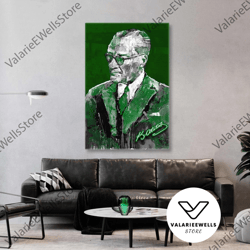 Mustafa Kemal Atatrk Wall Art, Charisma Portrait Canvas Art, Roll Up Canvas, Stretched Canvas Art, Framed Wall Art Paint