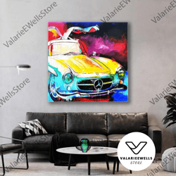 Nostalgic Car Canvas, Gift For Him, Wing Door Classic Car Decor, Roll Up Canvas, Stretched Canvas Art, Framed Wall Art P