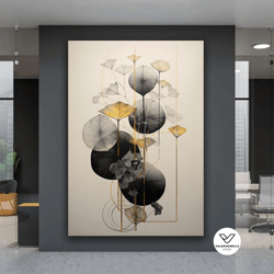 abstract floral decorative canvas art, black and white flowers print decorative wall art, floral canvas wall decor, flow