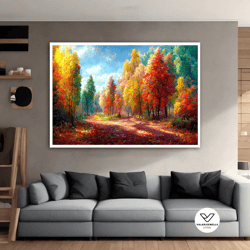 autumn forest landscape canvas painting, autumn landscape art canvas, forest landscape canvas decor, nature landscape de