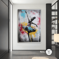 ballerina canvas, colorful ballerina girl painting,ballerina decorative wall art, home decor, ballerina canvas print, ba