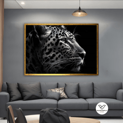 black and white tiger canvas painting, tiger print canvas, black tiger decorative wall art, wild tiger canvas, animals c