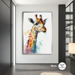 giraffe canvas painting, giraffe poster, giraffe decorative wall art, giraffe art, home decor, animal decorative wall ar
