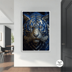 gold tiger canvas painting, gold tiger poster, gold tiger decorative wall art, gold tiger art, animal canvas, home decor