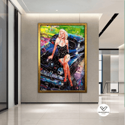 Female Figure In Yellow Colors, Blonde Woman Canvas, Fashion Canvas Print, Woman Canvas Art, Fashion Poster, Ready To Ha