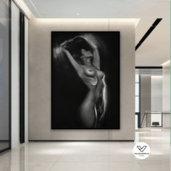 nude fit woman photography decorative wall art , canvas decorative wall art, nude wall decor above wall decor,classic nu