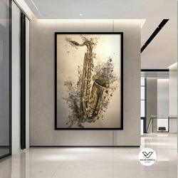 saxophone canvas print, music art , decorative wall art home decor, music canvas painting, saxophone canvas poster