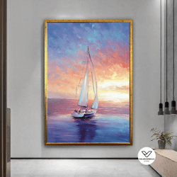 ship canvas art, boat decorative wall art, sailboat canvas art, ship wall decor, landscape decorative wall art, luxury f