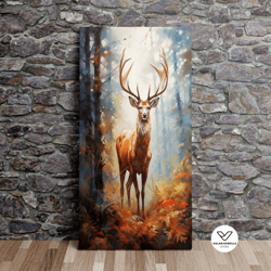 Buck In A Fall Forest, Nature Art, Animal Art, Poster, Wall Print, Scenic Decorative Wall Art, Canvas Art, Canvas Print,