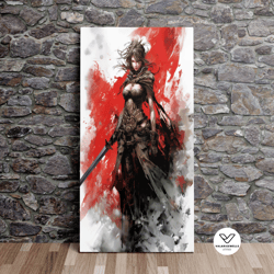Final Fantasy Female Warrior, Sketched Fantasy Art, Warrior Decorative Wall Art, Canvas Art, Canvas Print, Ready To Hang
