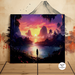 Lost In Paradise At Sunset, Beautiful Landscape, Stunning Scenery, Scenic Decorative Wall Art, Canvas Art, Canvas Print,