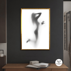 Black And White Sexy Woman Canvas Painting, Erotic Print, Erotic, Sensual Woman Canvas, Different Frame Options For Your