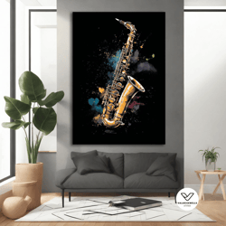 saxophone canvas painting, musical instrument art, decorative wall art for your home and office, modern decor ideas with