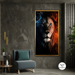 blue eyed lion, lion king canvas decorative wall art design, lion canvas set, lion poster, animal decorative wall art, a
