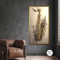 saxophone canvas print, music art, saxophone canvas poster, instrument poster, decorative wall art canvas design, framed