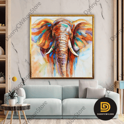Abstract Colourful Elephant Painting On Canvas Print Wall Art Picture For Living Room Bedroom Wall Decor
