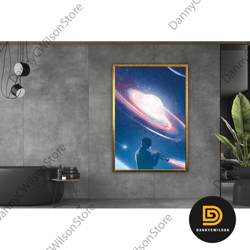 Astronaut Exploring Space Print On Canvas Wall Art Poster Print