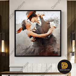 Canvas Home Decor, Large Canvas, Dancing Couple Painting Print, Music Room Art, Tango Couple Canvas Decor, Framed Canvas
