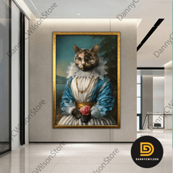 Cat Canvas Painting, Cat Poster, Modern Wall Art, Animal Canvas Print, Animal Wall Art, Framed Wall Art-1