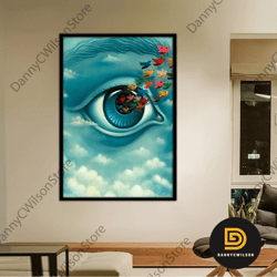 Eye Painting, Eye Wall Art, Eye Wall Decor, Eye Canvas Print, Surreal Wall Art, Bird Painting, Abstract Eye Wall Art, Fr