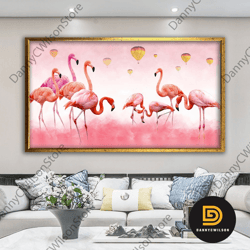 Flamingo Canvas Wall Art, Animal Wall Art, Pink Flamingo Wall Print, Flamingos On Water, Flamingo Wall Art Print, Framed