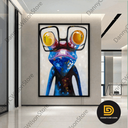 frog painting pop art animal painting framed wall art acrylic paintings on canvas original modern extra large wall art,