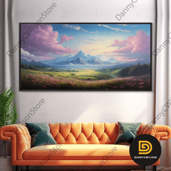 Beautiful Mountain Painting Canvas Print, Landscape Oil Painting, Minimalist Modern Art, Canvas Painting, Framed Mountai