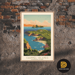 Channel Island National Park Travel Poster Print, Canvas Print Wall Art, California Travel Art, Midcentury Modern Travel