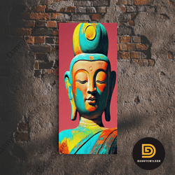 Colorful Rainbow Buddha, Framed Canvas Print Zen Wall Art