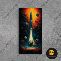 Cosmic Horror Space Exploration Poster Canvas Print, Scifi Wall Art, Ready To Hang Wall Art