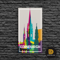 Edinburgh Travel Poster, Europe Wall Art, Scotland Art Print, Travel Wall Print, Travel Poster, Travel Wall Art, Canvas