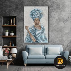 African Woman In Ethnic Traditional Dress With Oil Painting Effect Roll Up Canvas, Stretched Canvas Art, Framed Wall Art