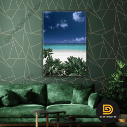 Beach Sea Landscape Beach Green Nature Sky Roll Up Canvas, Stretched Canvas Art, Framed Wall Art Painting