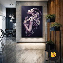 Blonde Haired Gothic Model With Ram Horns Roll Up Canvas, Stretched Canvas Art, Framed Wall Art Painting