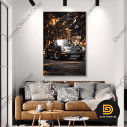 car wall art, nostalgia car canvas art, black car wall decor, roll up canvas, stretched canvas art, framed wall art pain